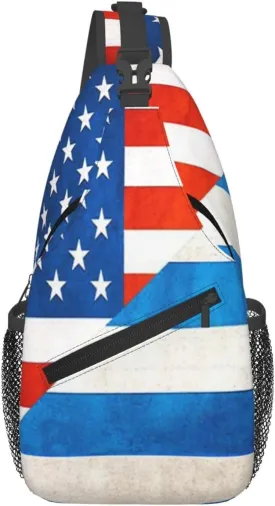 Sunflower American Flag Sling Bag Adjustable Chest Bags Casual Crossbody Bag Travel Shoulder Backpack