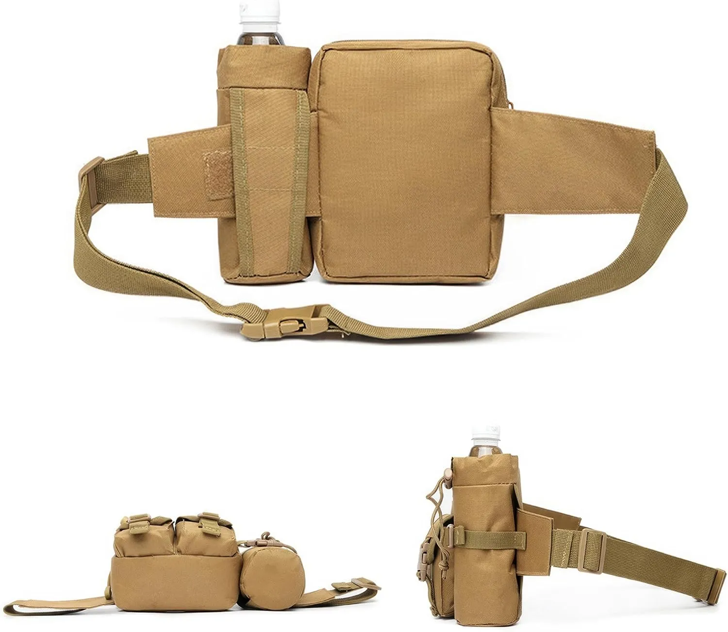 Tactical Waist Pack with Water Bottle Holder Versatile and Waterproof Military Fanny Pack Utility Belt for Outdoor Hiking Camping Fishing (OliveDrab)
