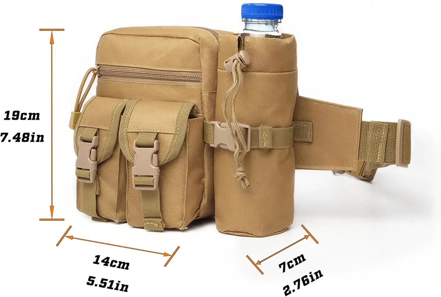 Tactical Waist Pack with Water Bottle Holder Versatile and Waterproof Military Fanny Pack Utility Belt for Outdoor Hiking Camping Fishing (OliveDrab)