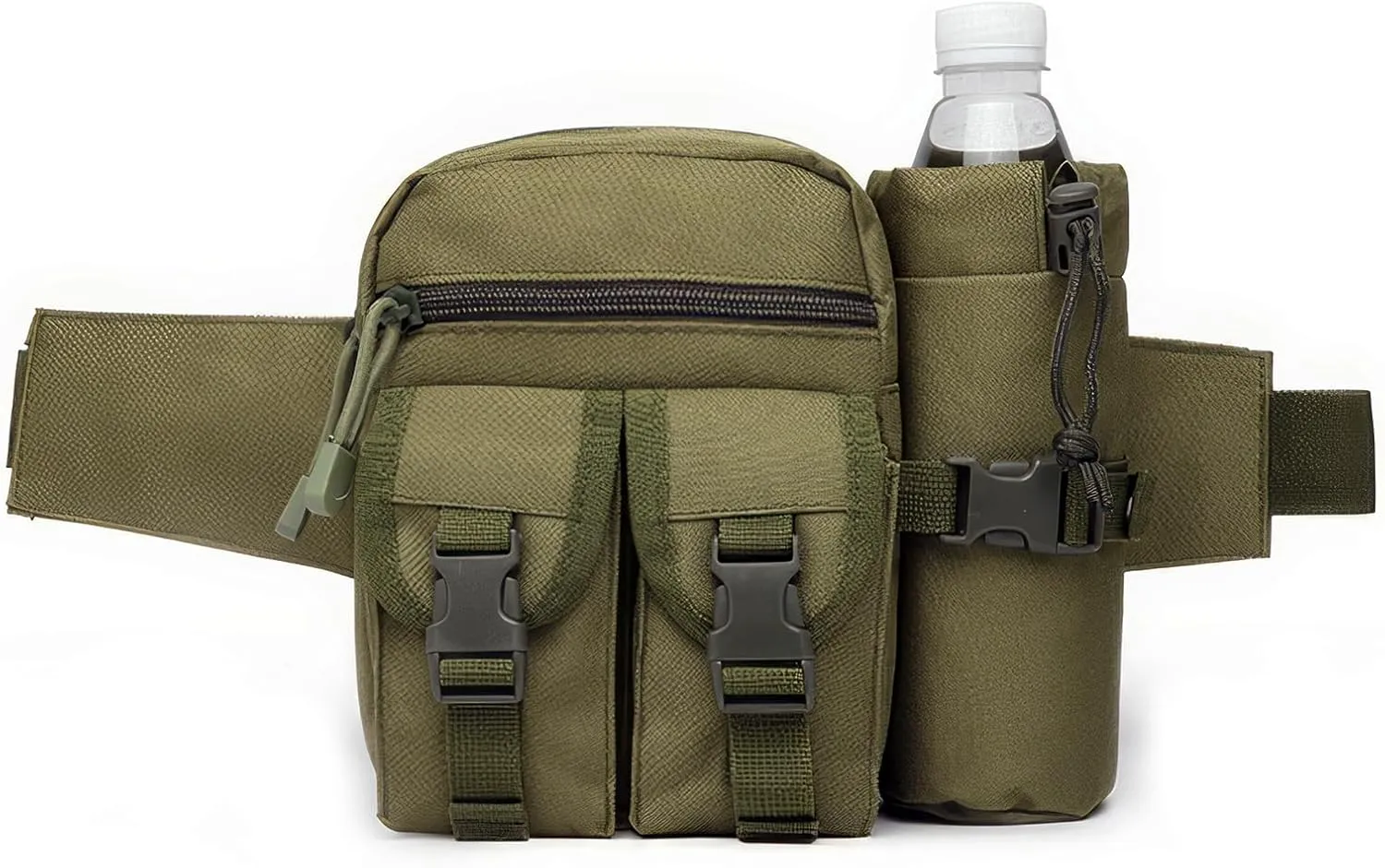 Tactical Waist Pack with Water Bottle Holder Versatile and Waterproof Military Fanny Pack Utility Belt for Outdoor Hiking Camping Fishing (OliveDrab)