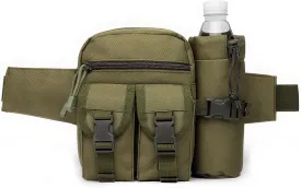 Tactical Waist Pack with Water Bottle Holder Versatile and Waterproof Military Fanny Pack Utility Belt for Outdoor Hiking Camping Fishing (OliveDrab)