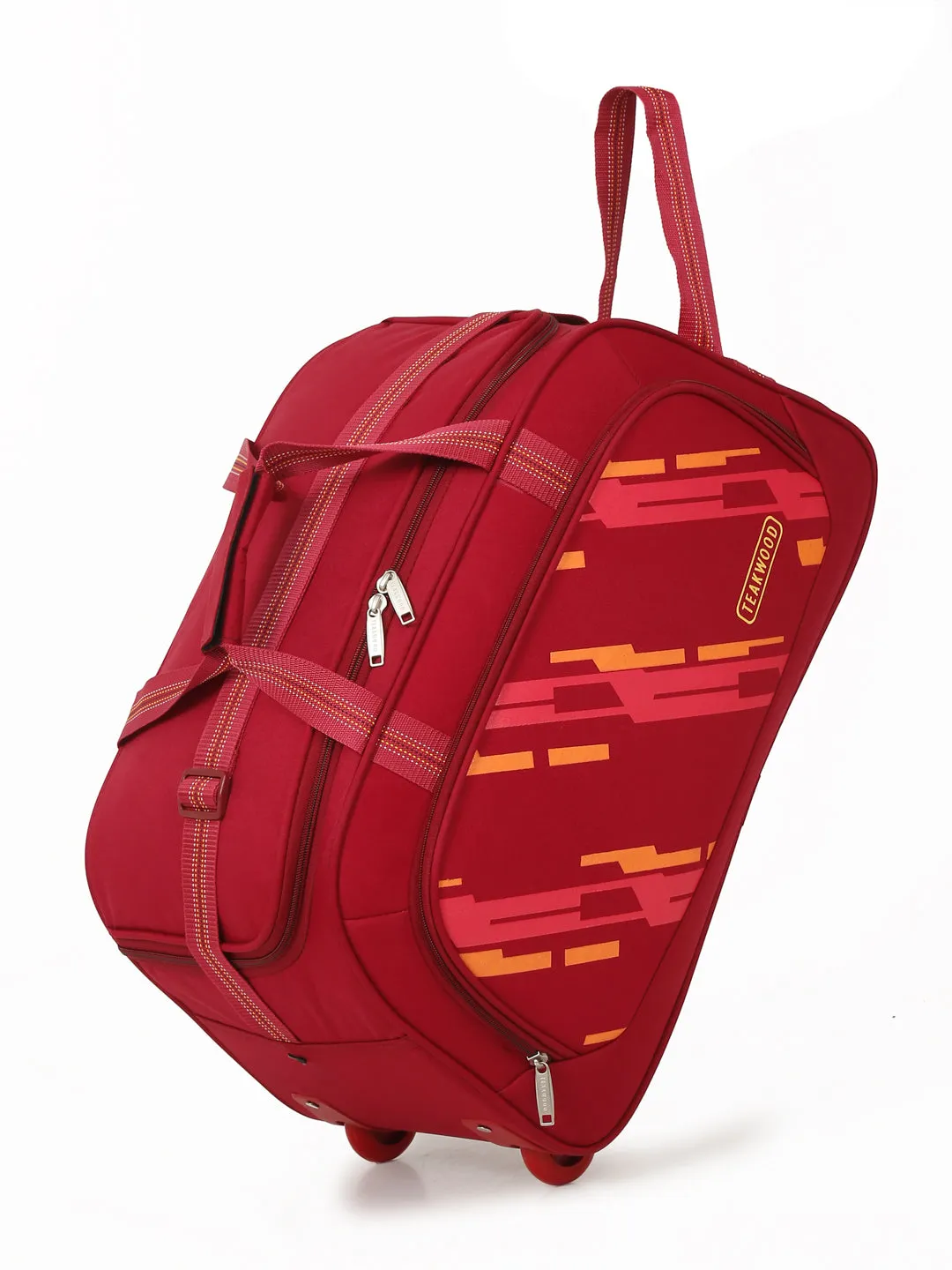 Teakwood Leather Maroon Printed Medium Duffel Bag