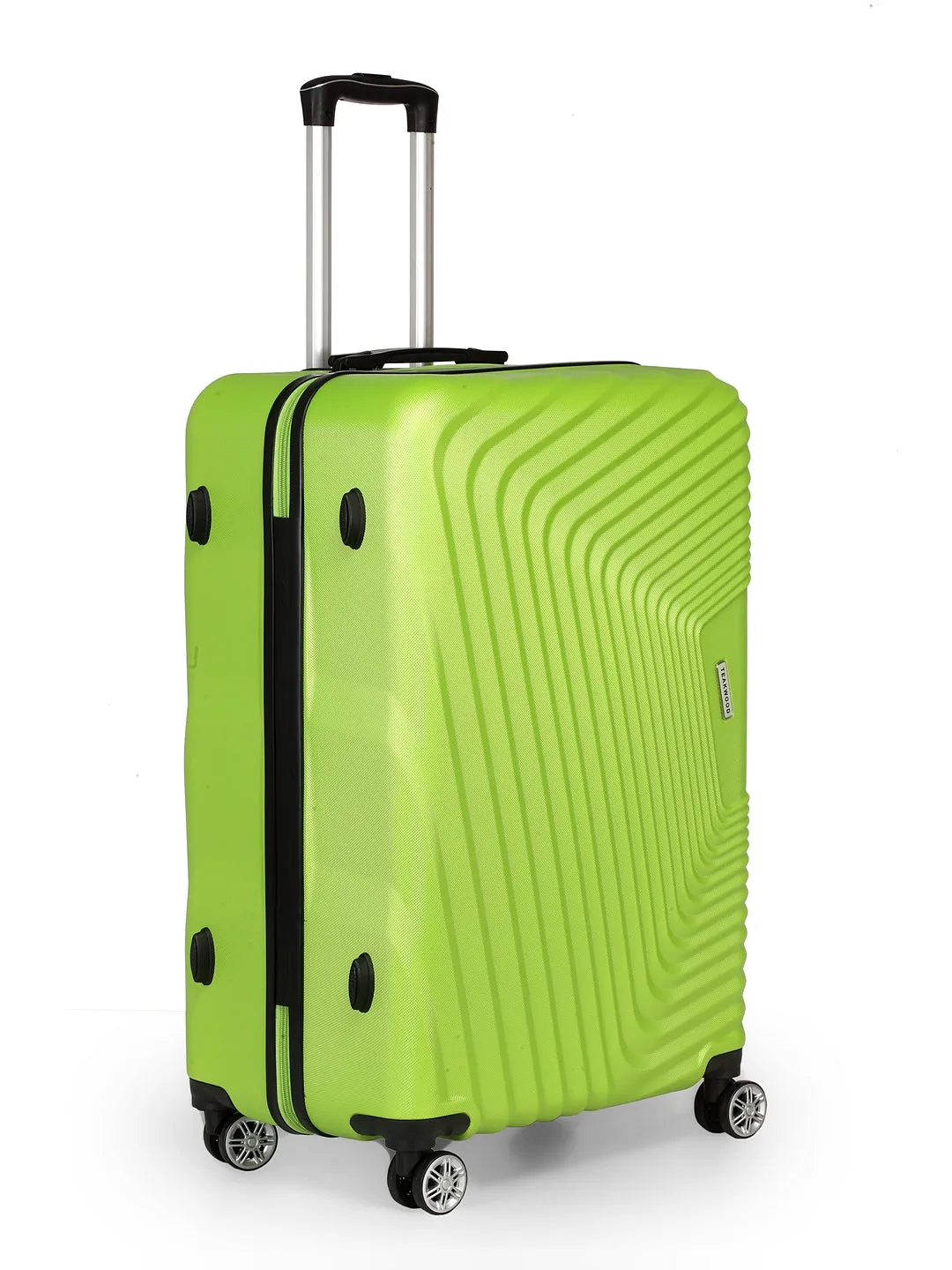 Teakwood Leathers Green Textured Hard-Sided Medium Trolley Bag