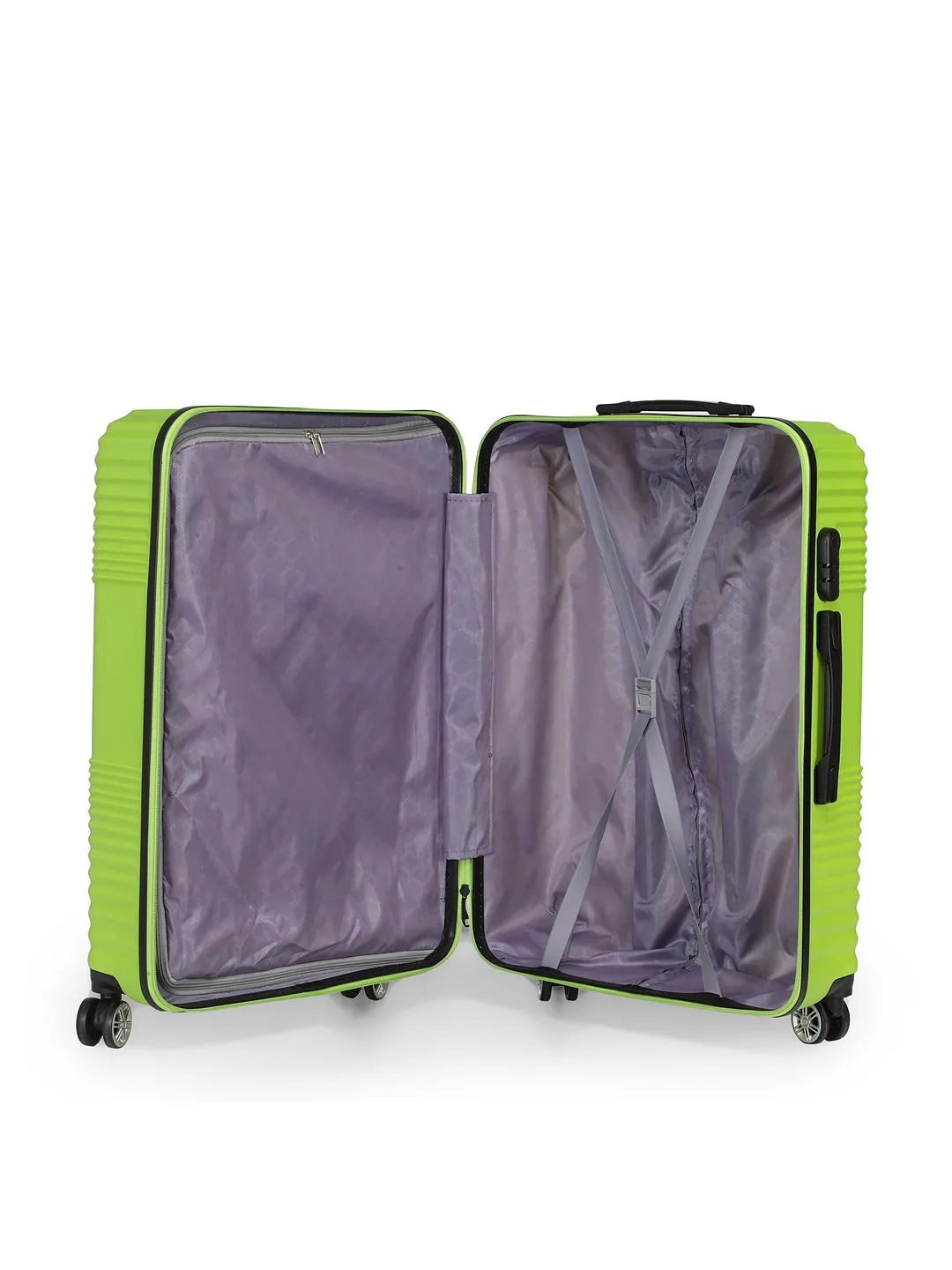 Teakwood Leathers Green Textured Hard-Sided Medium Trolley Bag