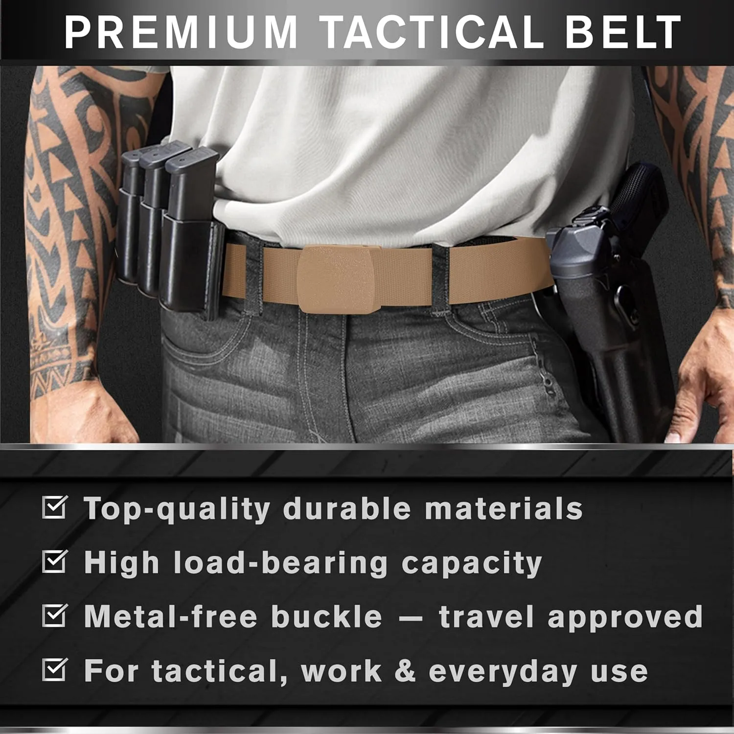TECEUM Tactical Belt  Heavy-Duty & Quick Release  Military, Work, Rigger, Duty & Utility Belt for Men