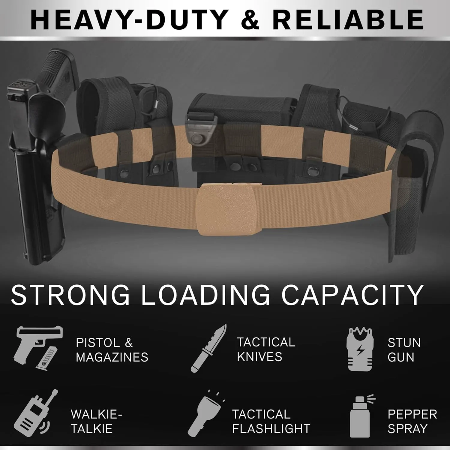 TECEUM Tactical Belt  Heavy-Duty & Quick Release  Military, Work, Rigger, Duty & Utility Belt for Men