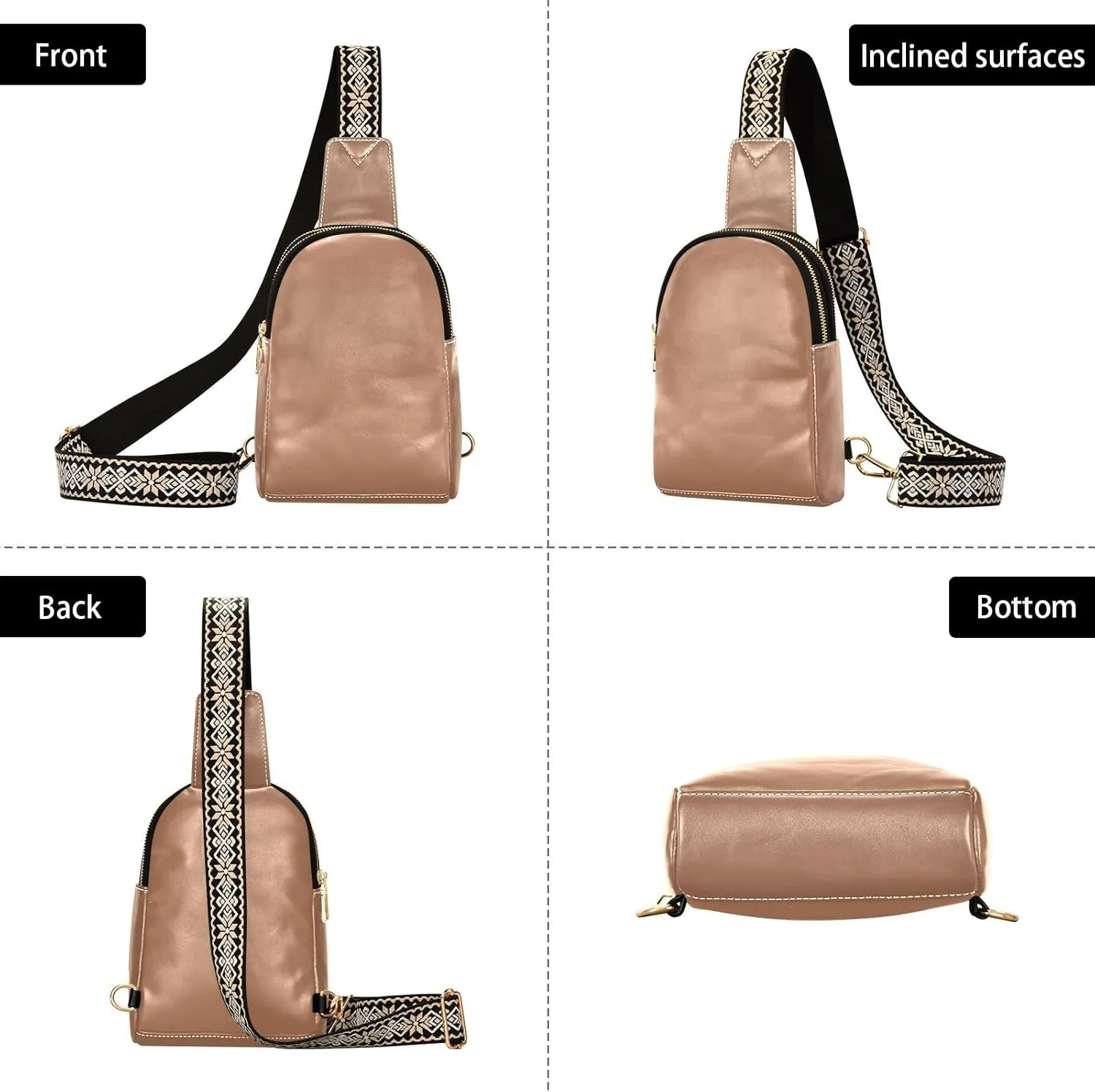 Terracotta Sling Bag for Women Men Fanny Packs Small Crossbody Bags for Women Leather Belt Bag Fashion Waist Packs Waterproof Chest Bag for Travel Hiking Running Sport