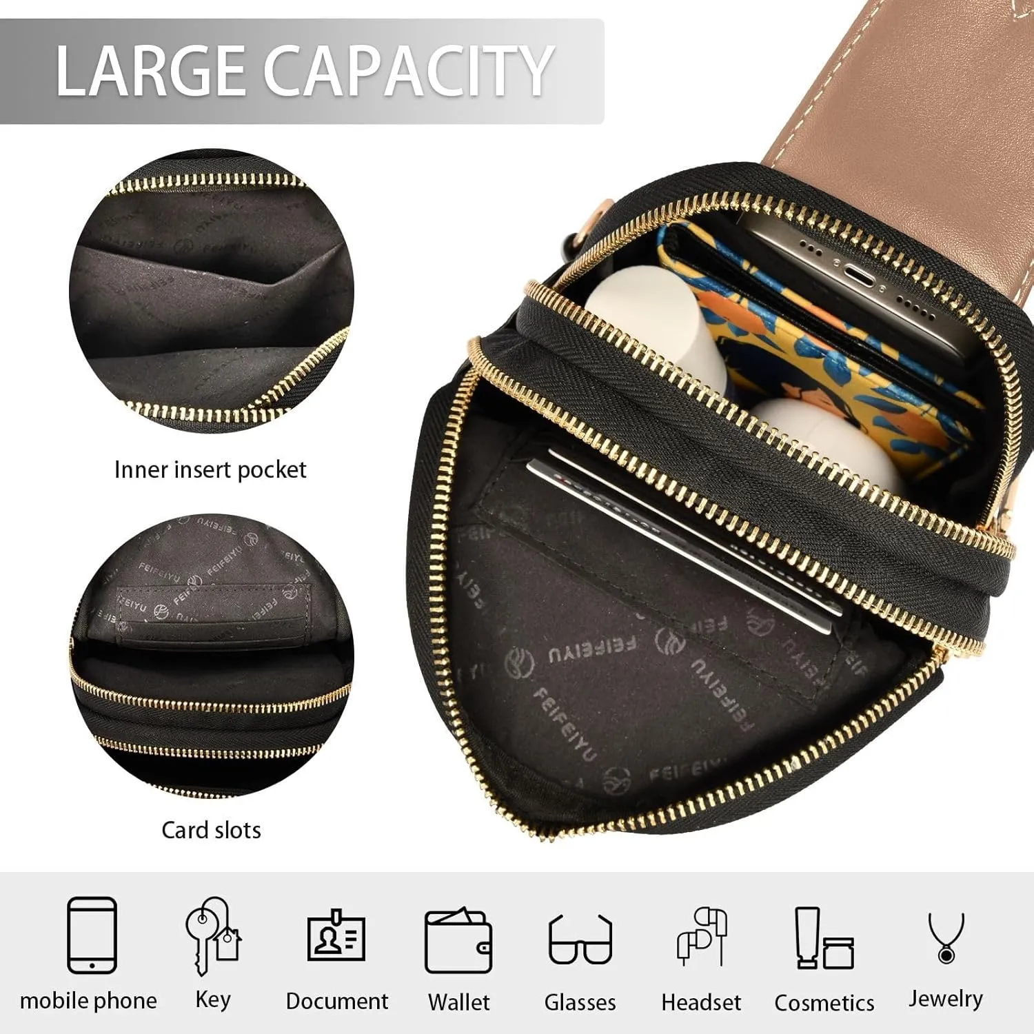 Terracotta Sling Bag for Women Men Fanny Packs Small Crossbody Bags for Women Leather Belt Bag Fashion Waist Packs Waterproof Chest Bag for Travel Hiking Running Sport