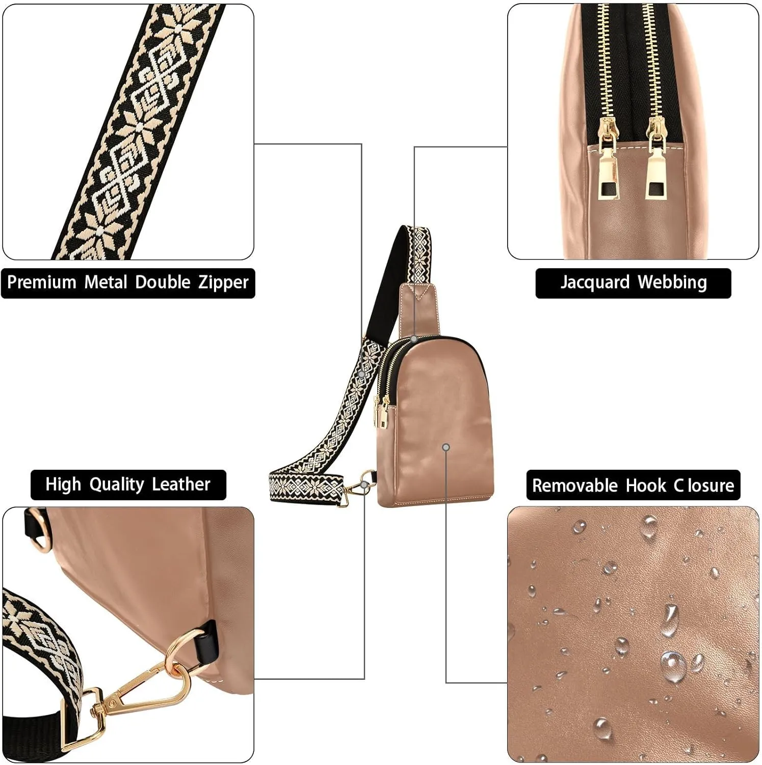 Terracotta Sling Bag for Women Men Fanny Packs Small Crossbody Bags for Women Leather Belt Bag Fashion Waist Packs Waterproof Chest Bag for Travel Hiking Running Sport