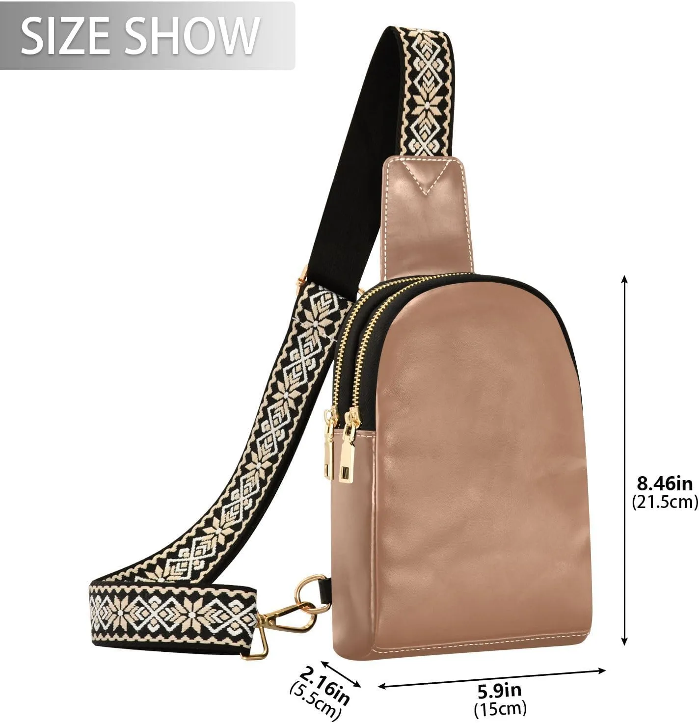 Terracotta Sling Bag for Women Men Fanny Packs Small Crossbody Bags for Women Leather Belt Bag Fashion Waist Packs Waterproof Chest Bag for Travel Hiking Running Sport