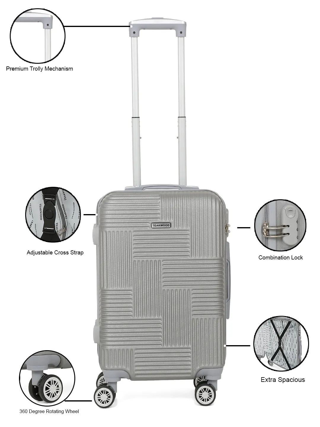 Textured 360 Degree Rotation Hard Cabin-Sized Trolley Bag -55 CM