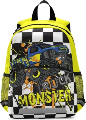 Toddler Backpack,Monster HighTruck Cars Preschool Backpack for Toddlers Boys Girls with Chest clip