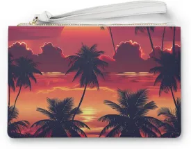 Tropical Sunset Clutch Bag - Palm Tree Wristlet, Summer Accessories, Vacation Handbag, Beach Party Purse, Elegant Evening