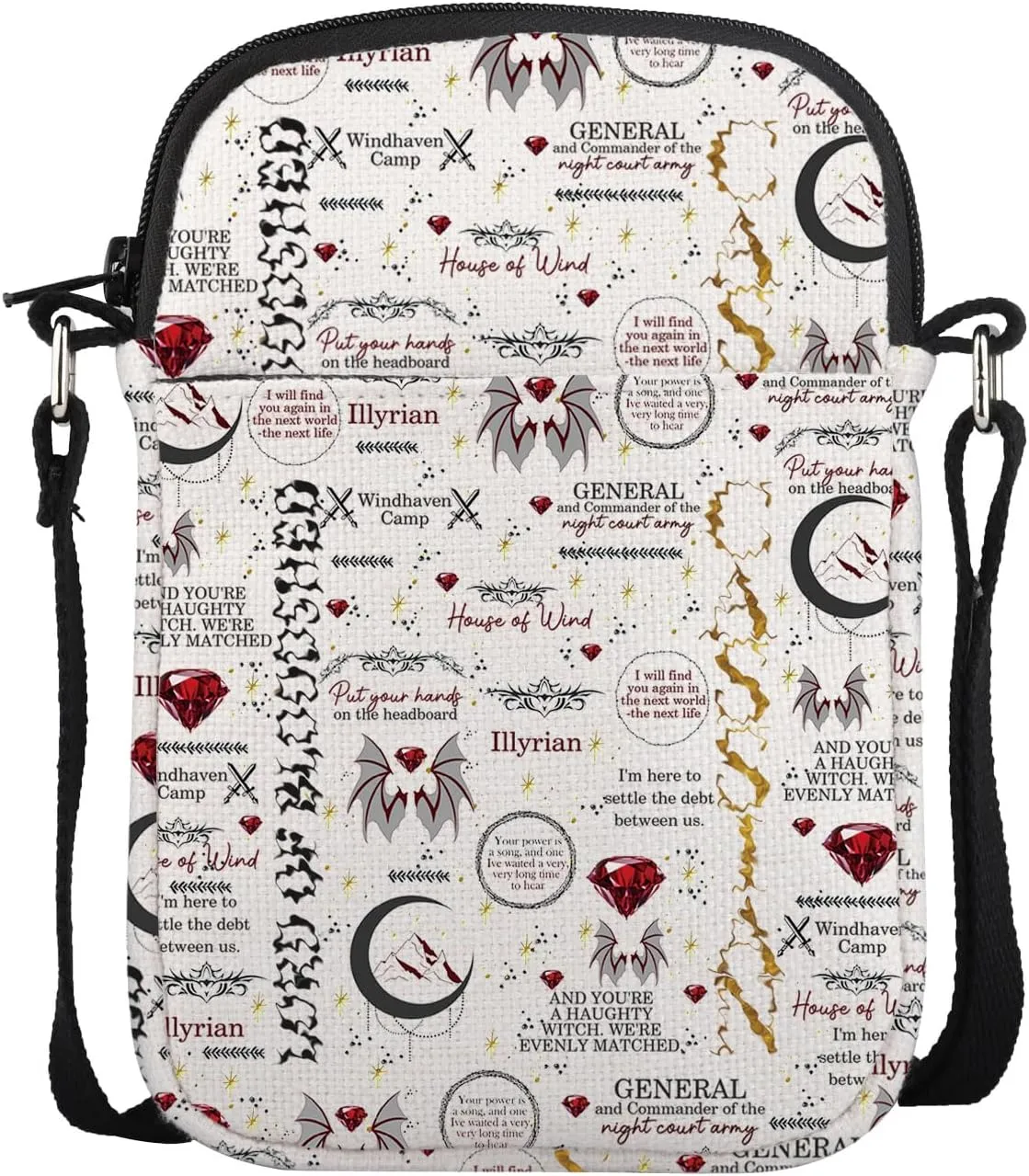 UJIMS A Court of Thorns and Roses Merch Cassian Fandom Crossbody Bag Azriel Cassian Inspired Gift