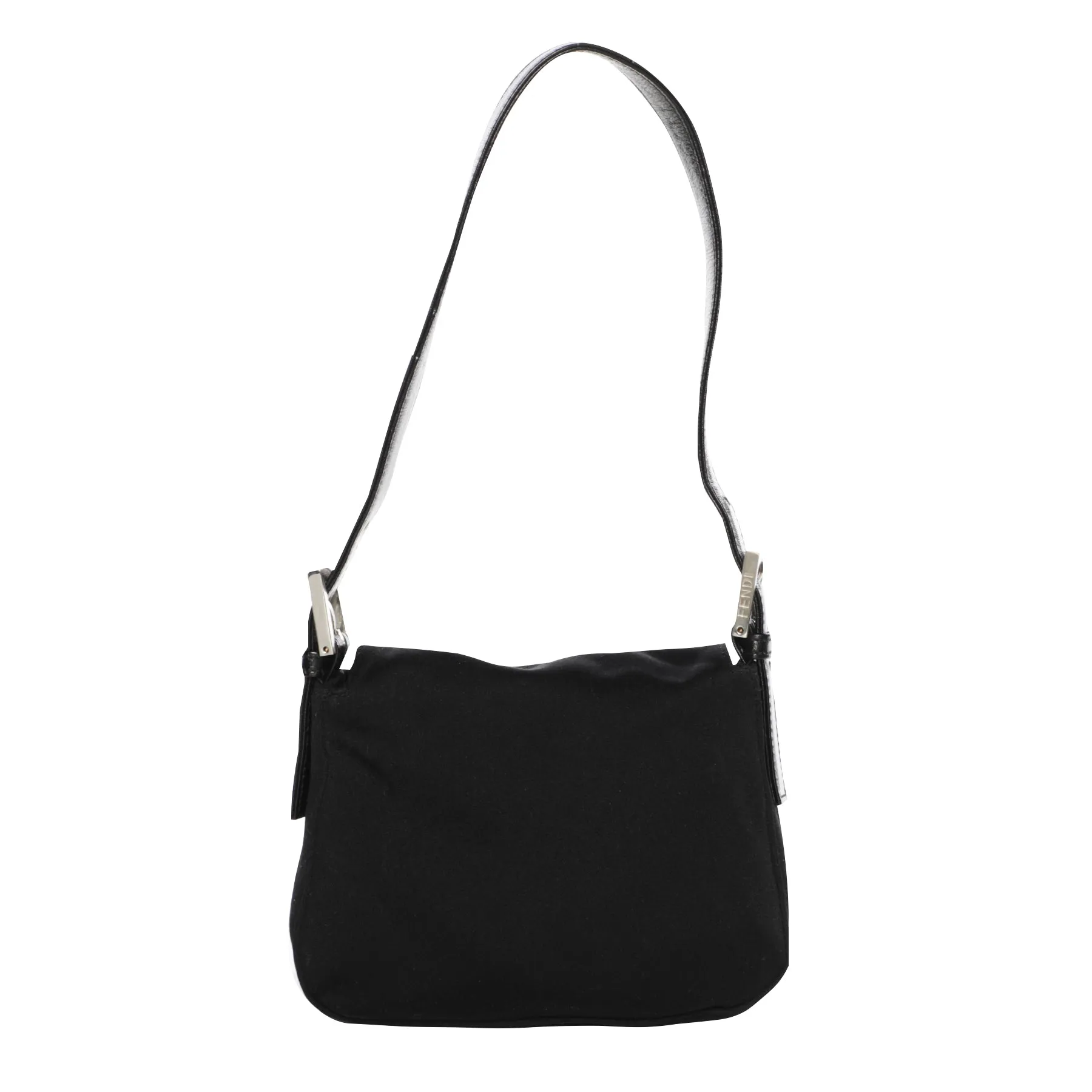 Vintage Early 2000s Fendi Neoprene Black Leather Mini Shoulder Bag