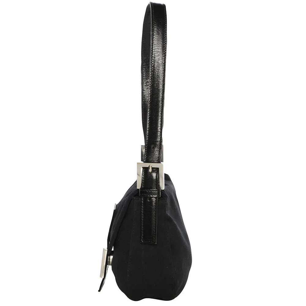 Vintage Early 2000s Fendi Neoprene Black Leather Mini Shoulder Bag