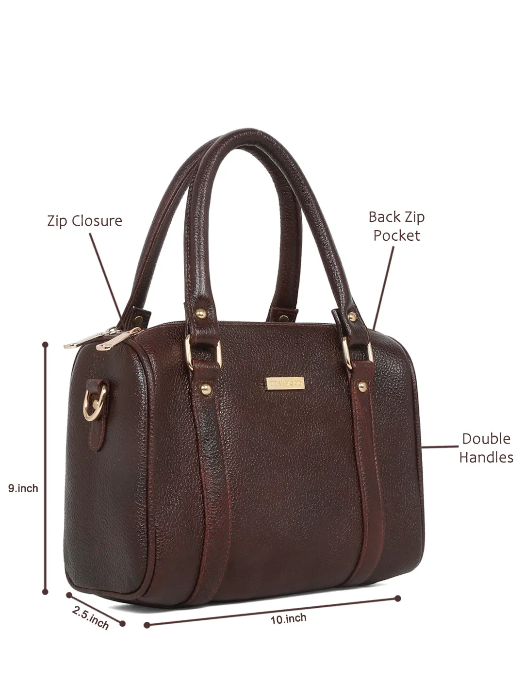 Women Brown Texture Leather Structured Bag