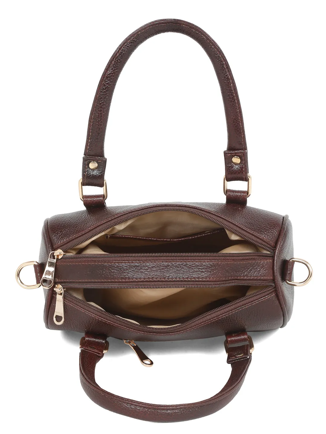Women Brown Texture Leather Structured Bag