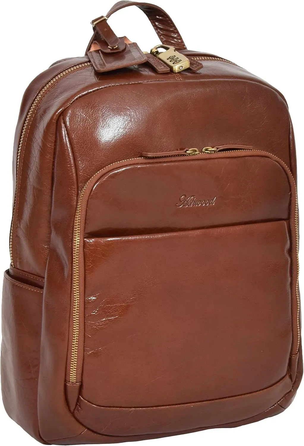 Womens Backpack Luxurious Chestnut Leather Rucksack Large Casual Travel Laptop Bag Cora, Chestnut, Large
