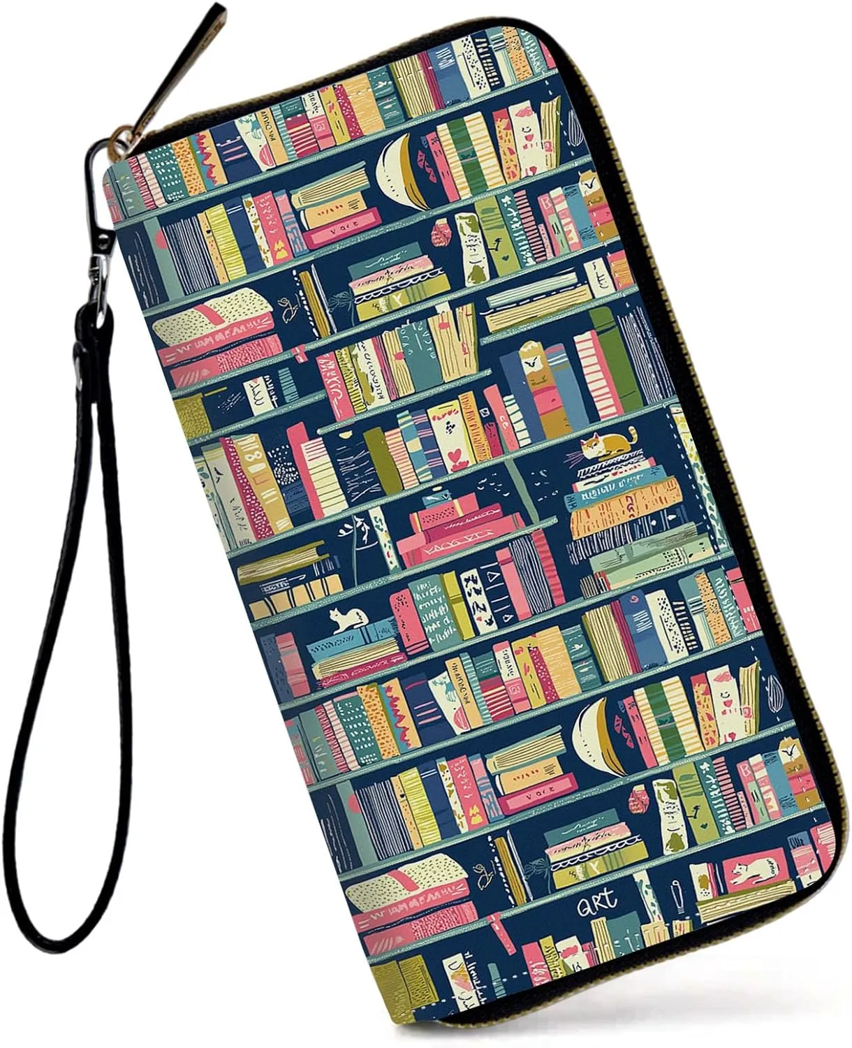 Womens Wallet, Large Capacity RFID Blocking PU Leather Wristlet Wallets for Women Ladies Men Credit Card Holder Zipper Wallet Phone Holder Clutch Travel Purse, Bookshelf