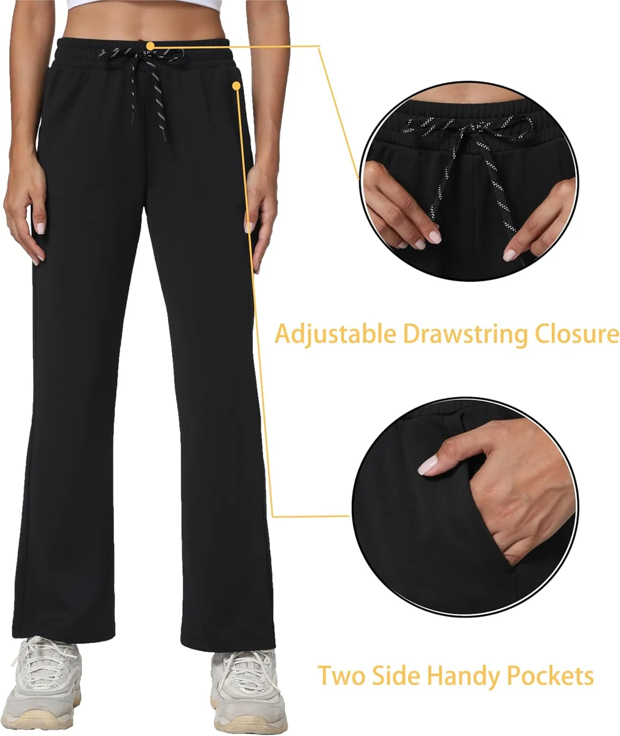 Women's Workout Joggers with Pockets-Quick Dry Athletic Lounge Pants for Hiking Yoga and Running