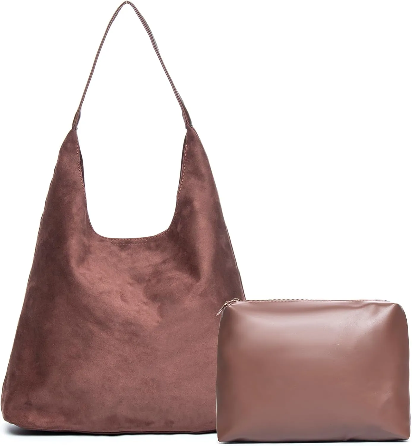 YYW Womens Suede Tote Bags Hobo Shoulder Handbags Top-handle Slouchy Casual Large Purse Bag (Coffee color)